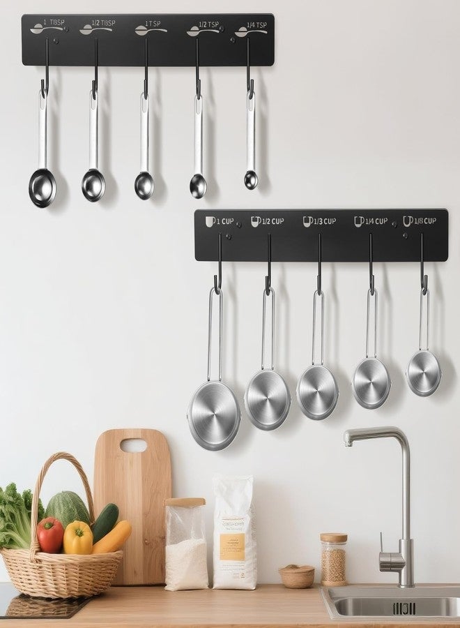 ProtectHobby 2 Pack Measuring Cups and Spoons Hanging Rack, Black Hanging Cups and Spoons Rack, Space Saving Kitchen Utensil Holder, Including Screw and Adhesive Mounting - Image 4